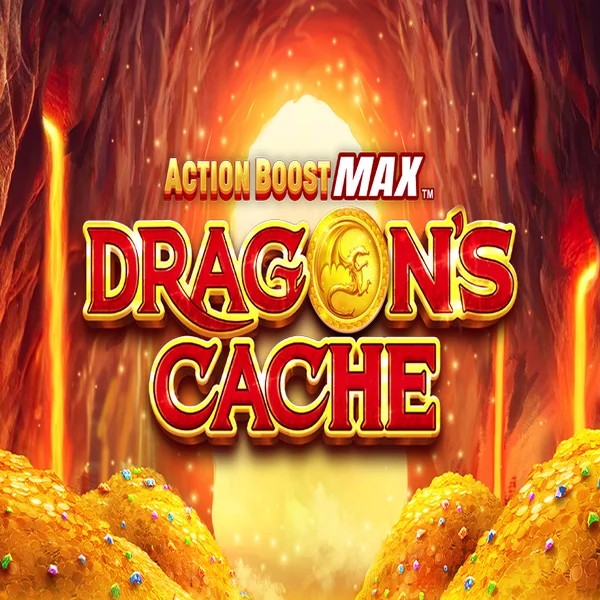 Action Boost Max Dragon's Cache by SpinPlay Games, showcased at hugobetscasino.eu.com – game logo