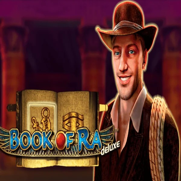 Book of Ra Deluxe slot icon by Novomatic, available at HugoBets Casino